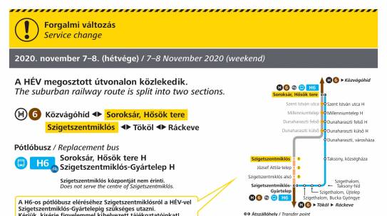 Változások több HÉV-vonalon a november 7-8-i hétvégén